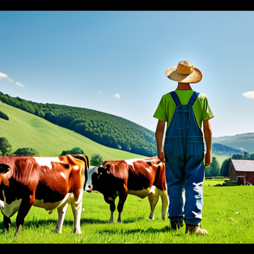 축산업 현장 실습 이야기 - Rustic Farm Life**

"A young farmhand tending to cows in a sun-drenched pasture, fully clothed in ov...