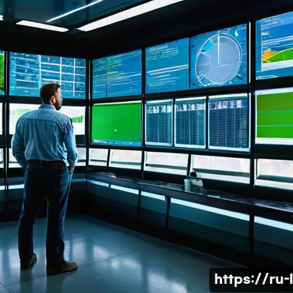 축산업 실습 장비 사용법 - **Prompt:** A wide-angle shot of a futuristic, pristine farm control room bathed in soft, natural li...